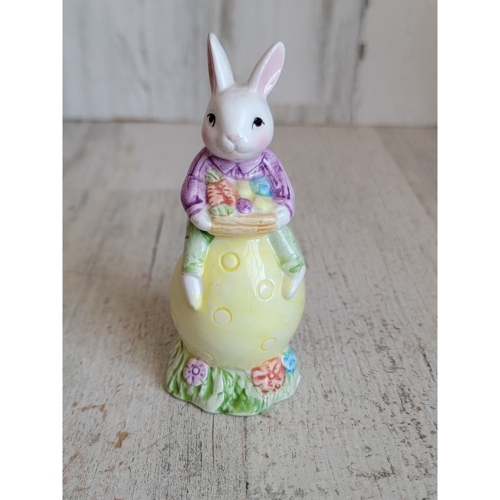 Vintage mini Easter Bunny sitting egg carrot home decor unique figure